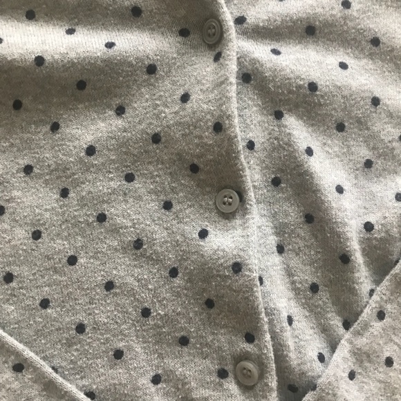 J Crew Gray The Caryn Cardigan w/ Blue Polka Dots - Picture 6 of 8